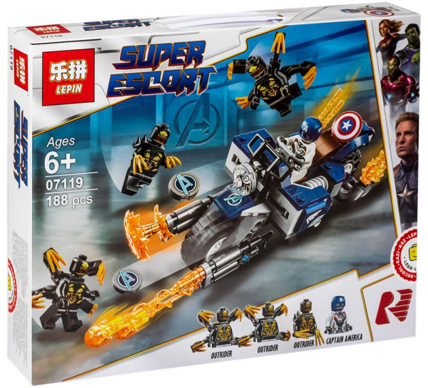 Конструктор Lepin 07119 Капитан Америка - Атака Аутрайдеров
