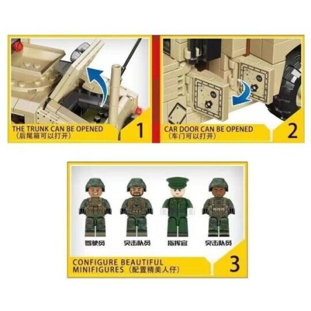 Конструктор Sembo 207121 - Бронированный внедорожник Hummer M1114